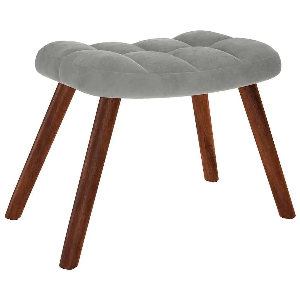 Grey Velvet Armchair with Footstool