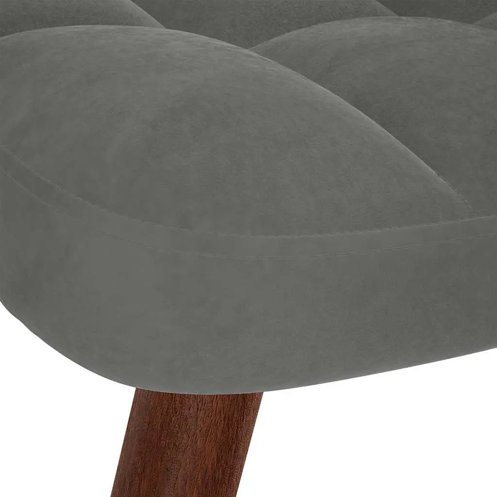 Grey Velvet Lounge Chair with Matching Footstool