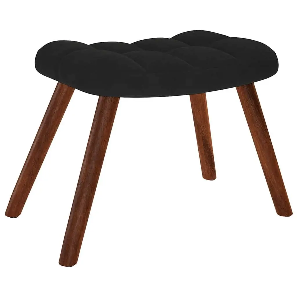 Relaxing Chair Black Velvet Armchair Recliner Lounge Chair with Stool