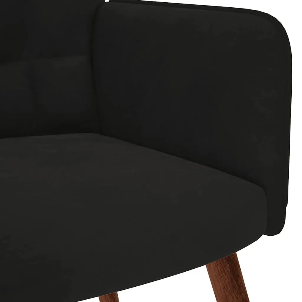 Relaxing Chair Black Velvet Armchair Recliner Lounge Chair with Stool