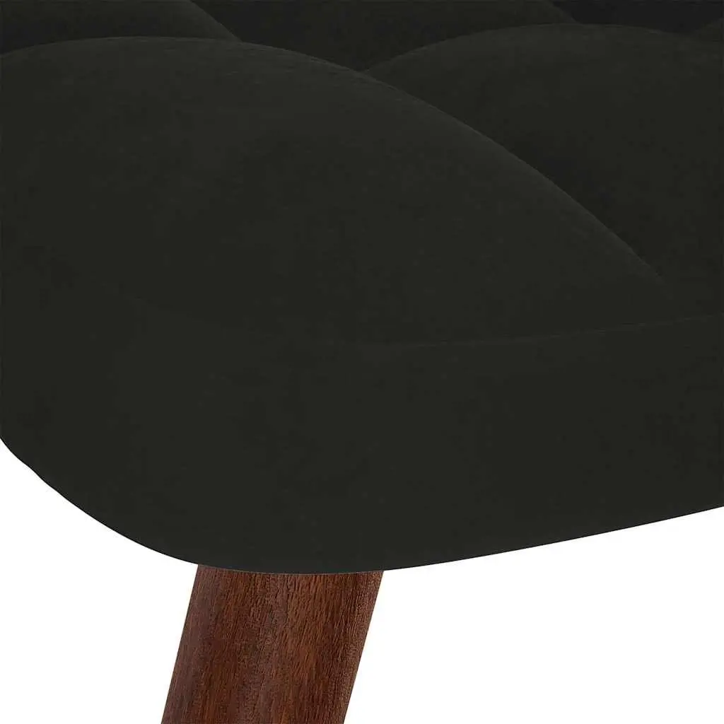 Relaxing Chair Black Velvet Armchair Recliner Lounge Chair with Stool