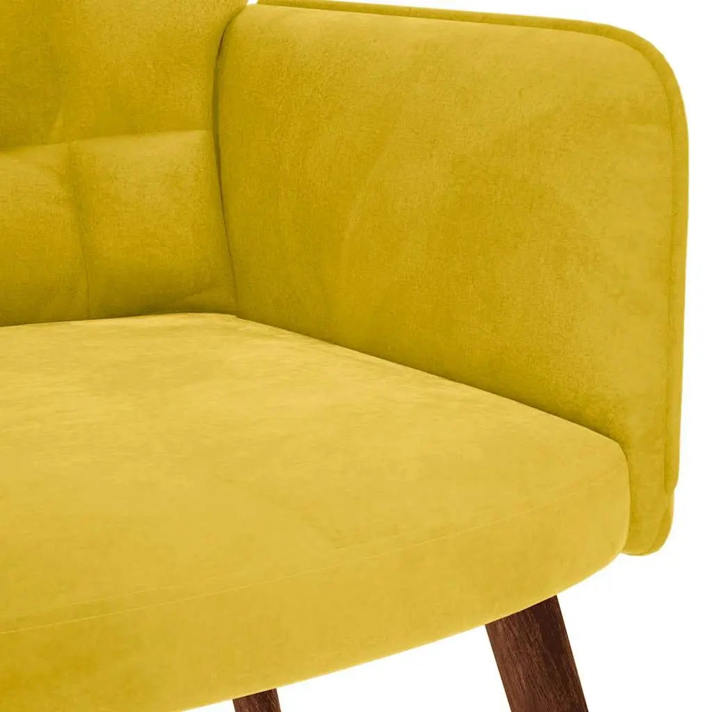 Yellow Velvet Lounge Chair with Footrest Stool