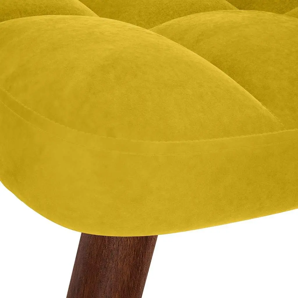 Yellow Velvet Lounge Chair with Footrest Stool