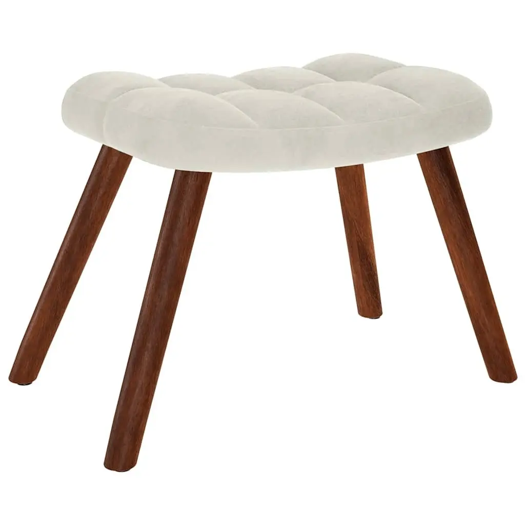 Relaxing Chair Cream Velvet Armchair Lounge Seat with Stool Footrest