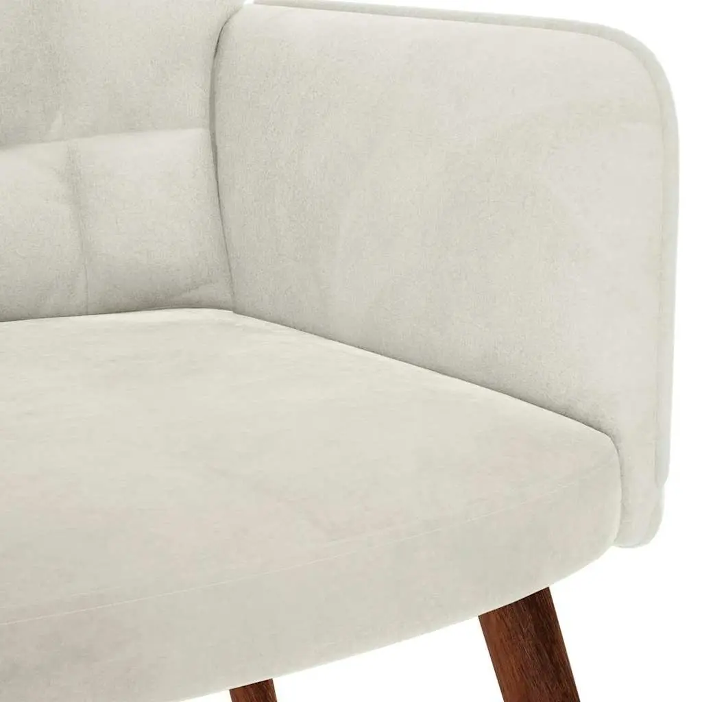 Relaxing Chair Cream Velvet Armchair Lounge Seat with Stool Footrest