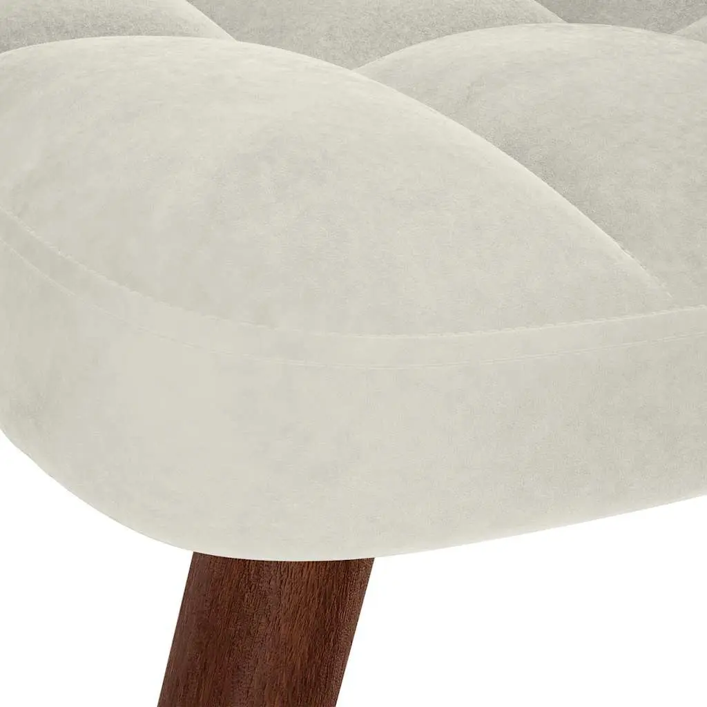 Relaxing Chair Cream Velvet Armchair Lounge Seat with Stool Footrest