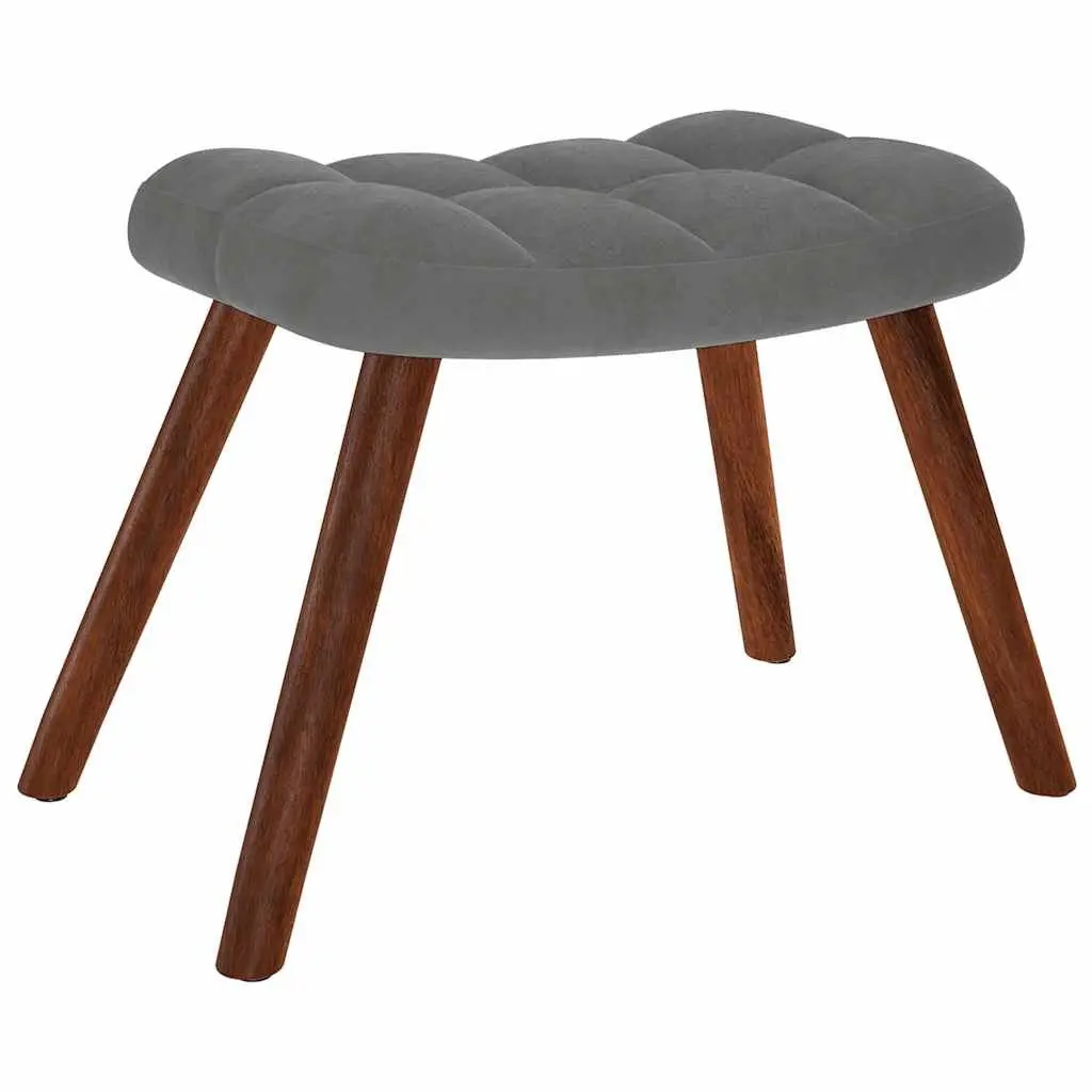 Rocking Chair Grey Velvet Padded Lounge Seat with Footstool