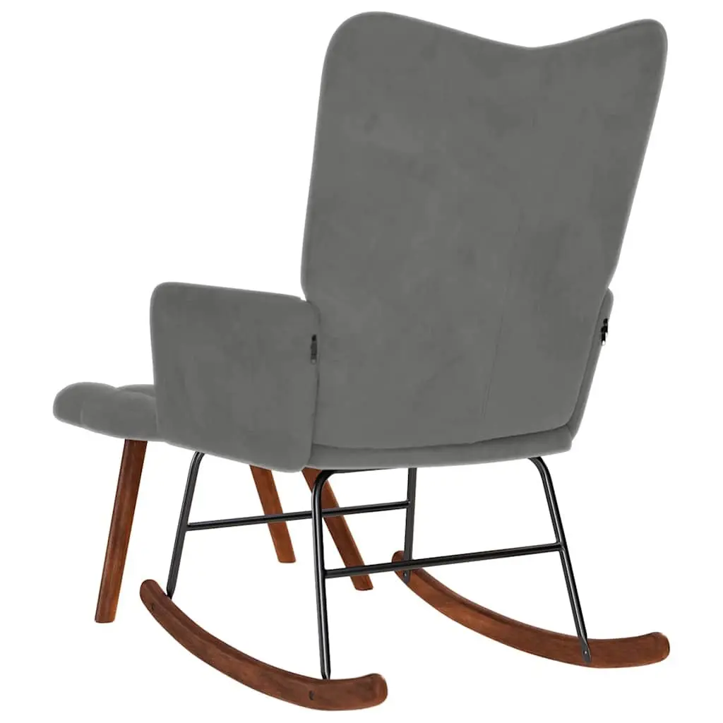 Rocking Chair Grey Velvet Padded Lounge Seat with Footstool