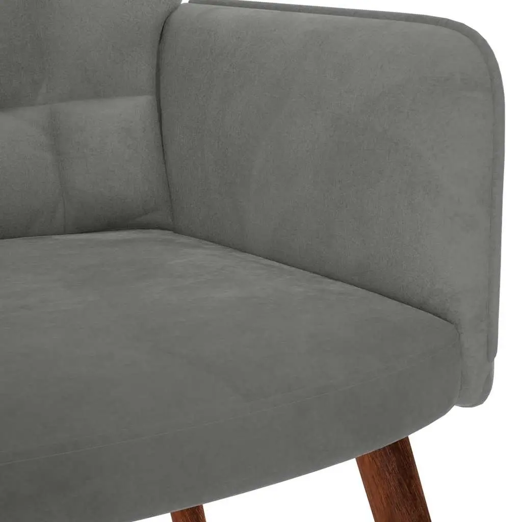 Rocking Chair Grey Velvet Padded Lounge Seat with Footstool