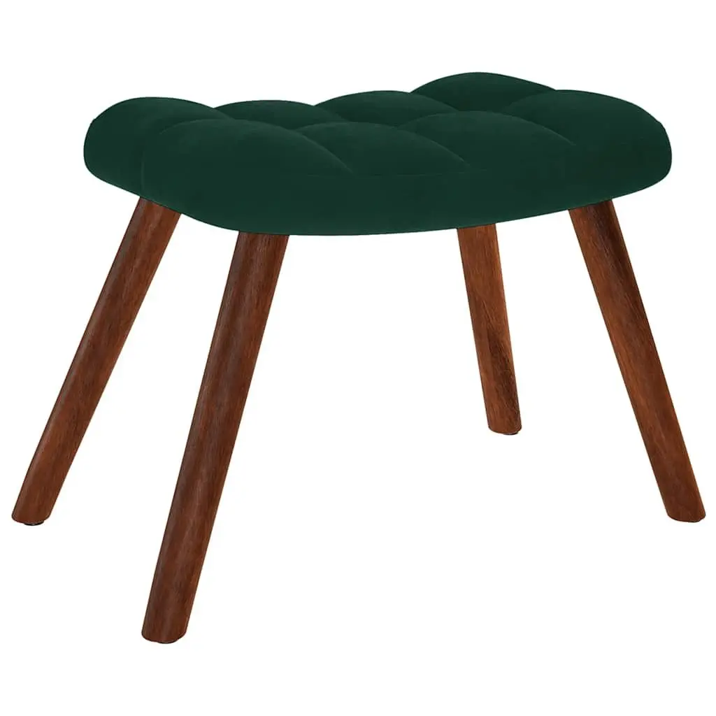 Rocking Chair Dark Green Velvet with Stool Lounge Seat Plywood and Metal Frame