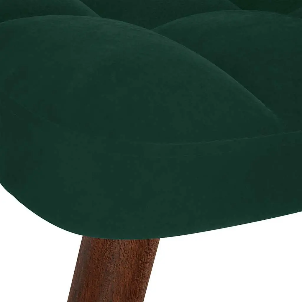 Rocking Chair Dark Green Velvet with Stool Lounge Seat Plywood and Metal Frame