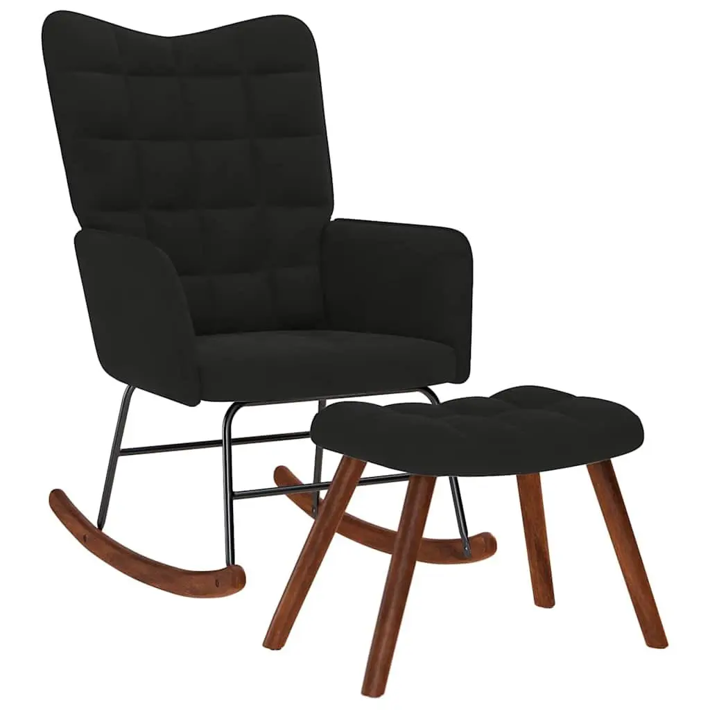 Velvet Upholstered Rocking Chair with Footstool