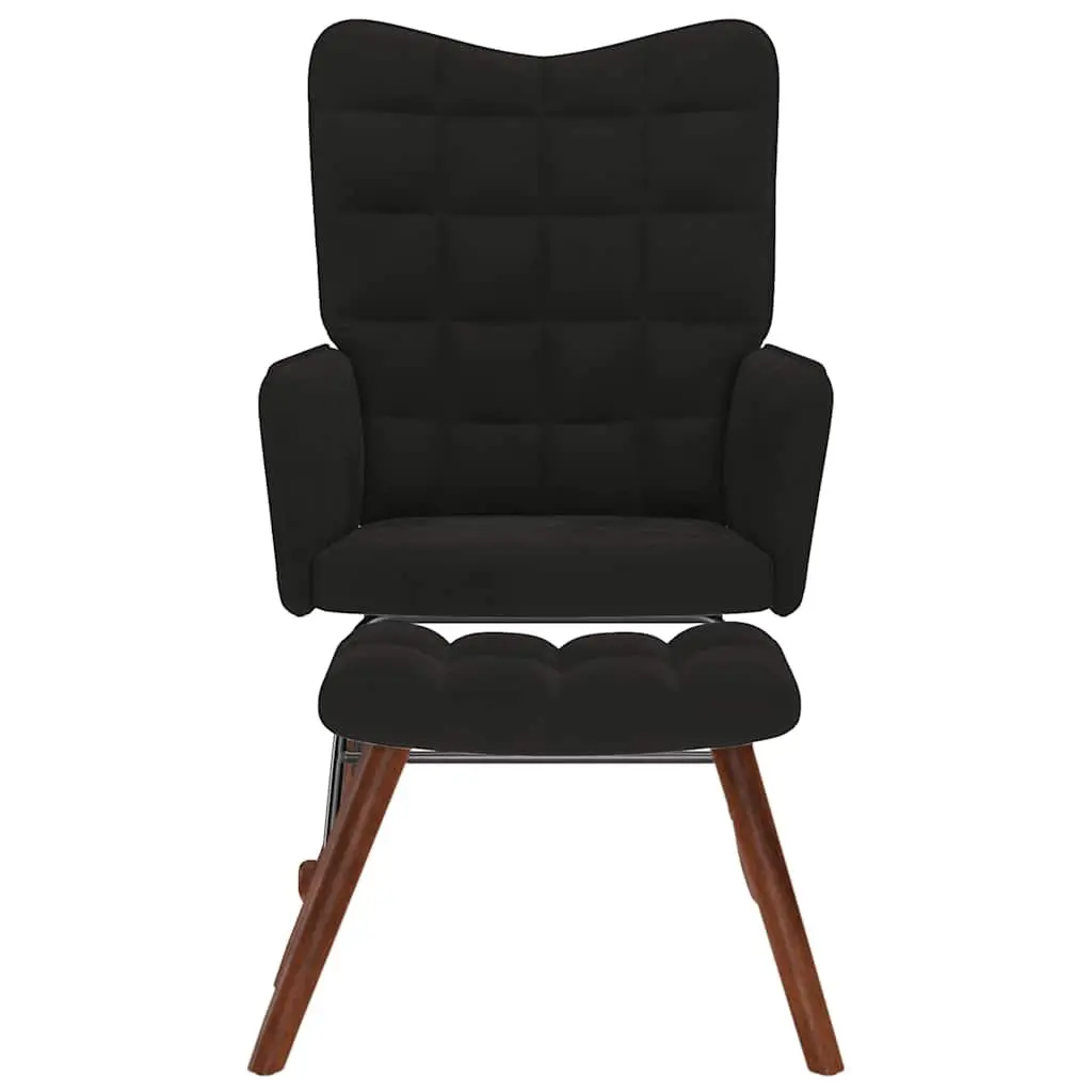 Velvet Upholstered Rocking Chair with Footstool