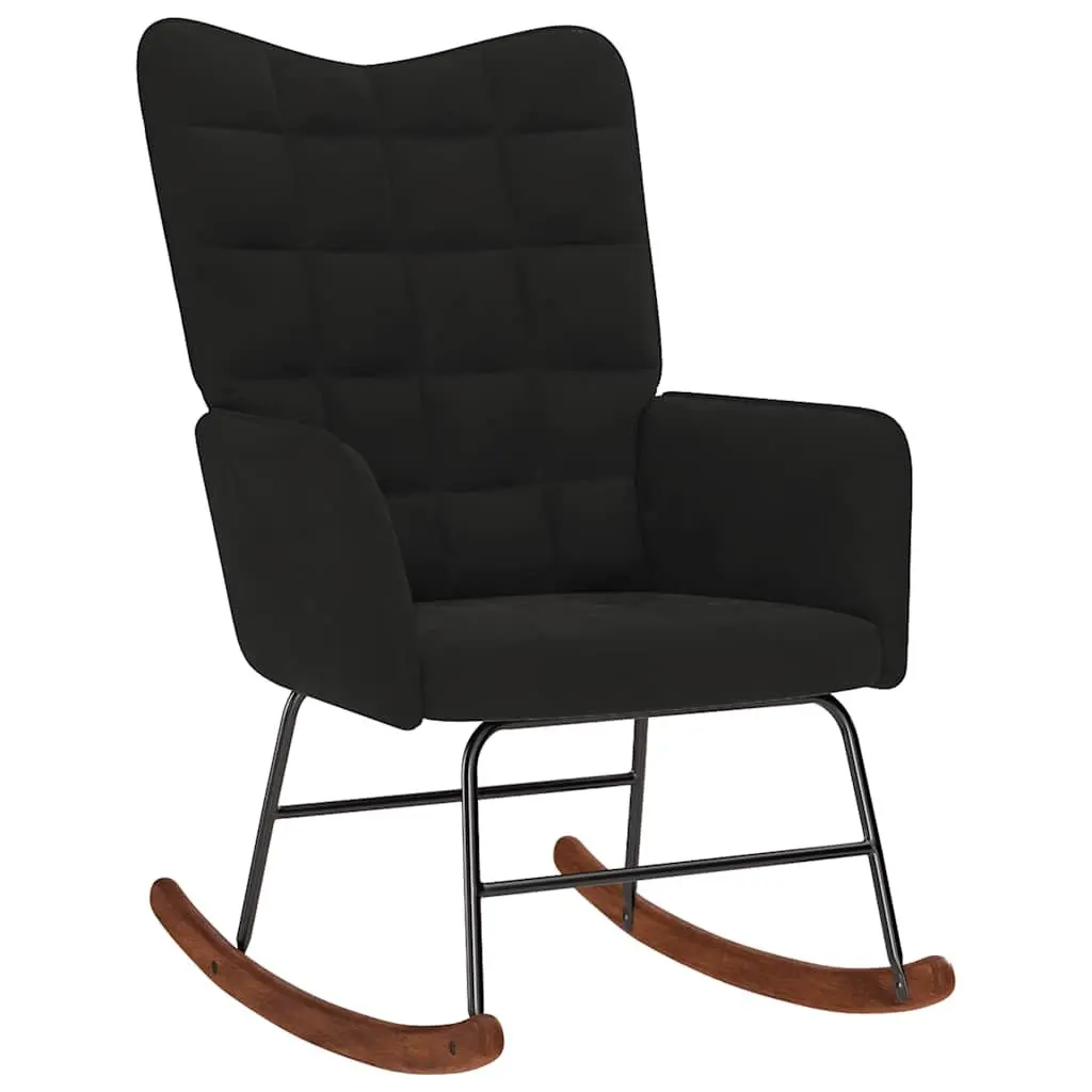 Velvet Upholstered Rocking Chair with Footstool