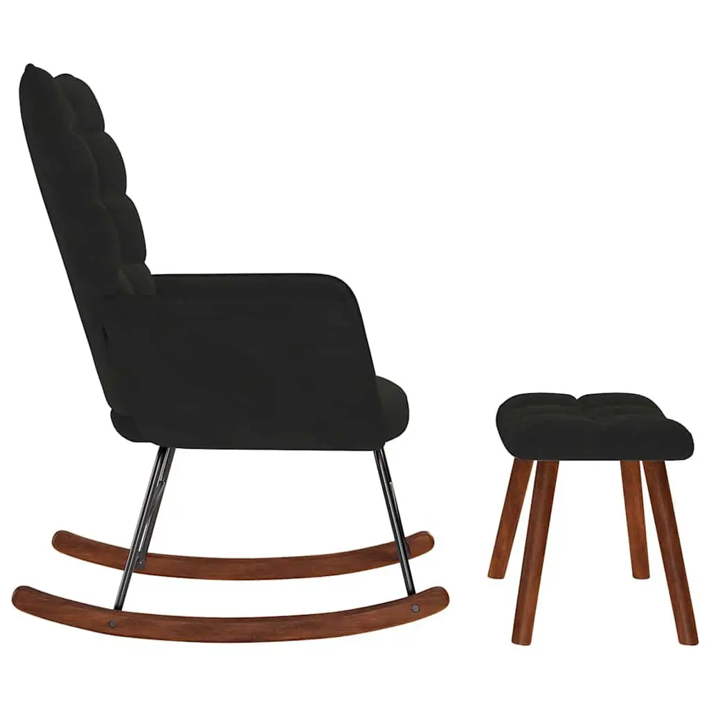 Velvet Upholstered Rocking Chair with Footstool
