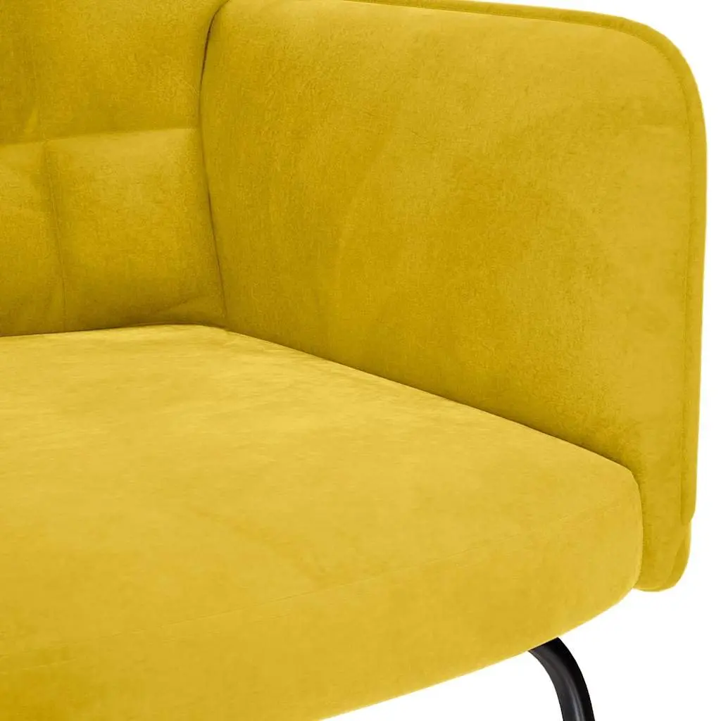 Velvet Yellow Rocking Chair with Matching Stool