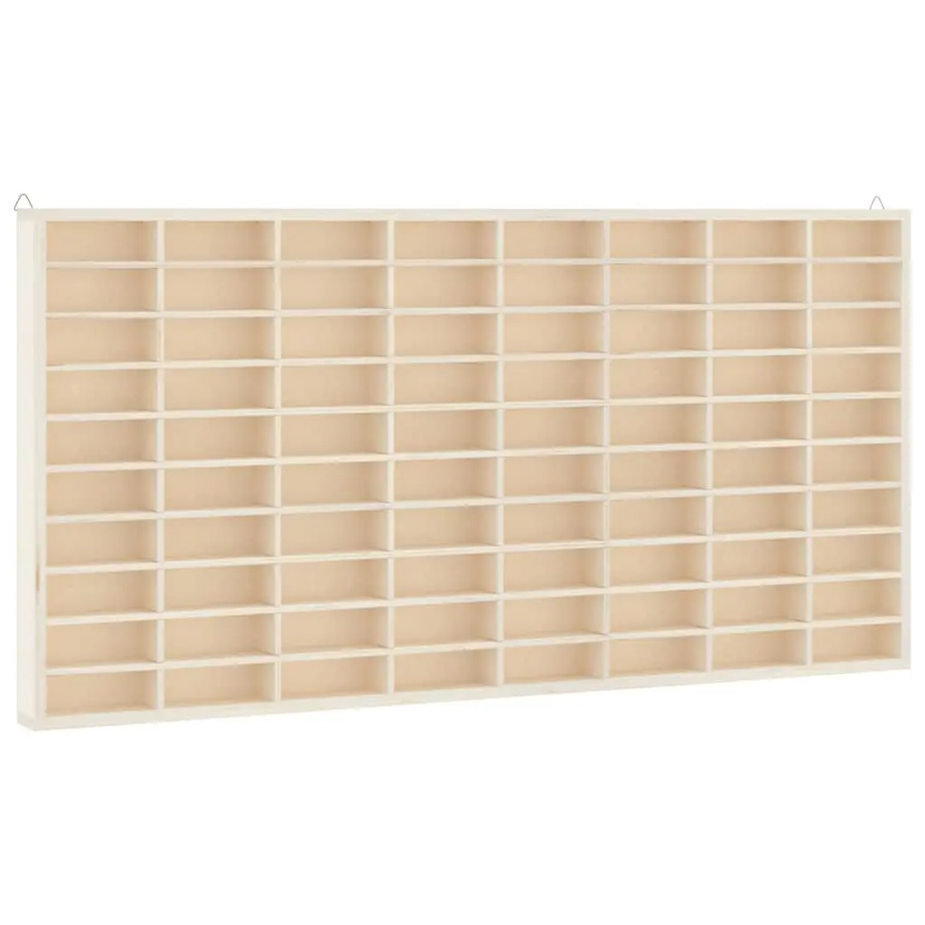 Wooden Wall Mounted Display Case Brown 80 Compartments Plywood