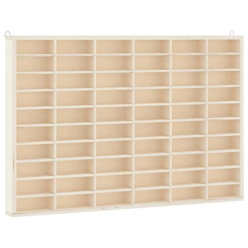 Wooden Wall Mounted Display Case Brown 60 Compartment Plywood