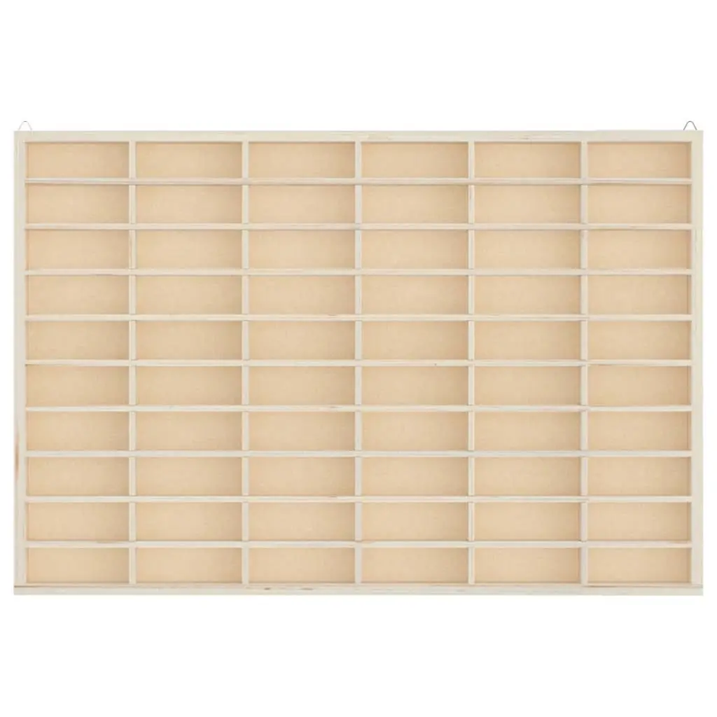 Wooden Wall Mounted Display Case Brown 60 Compartment Plywood