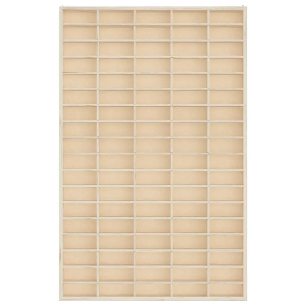 Wooden Wall Mounted Display Case Brown 90 Compartments Plywood