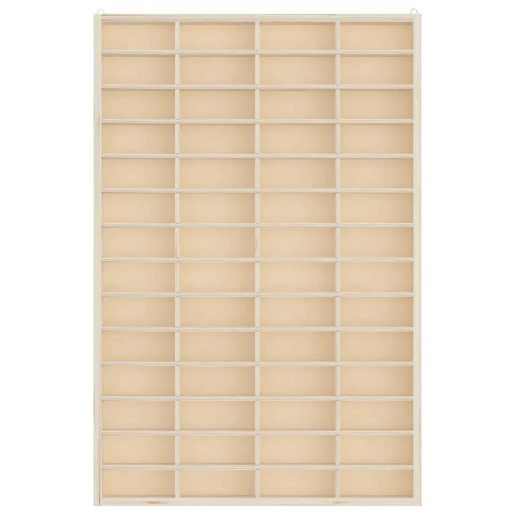 Wooden Wall Mounted Display Case Brown 56 Compartments Plywood