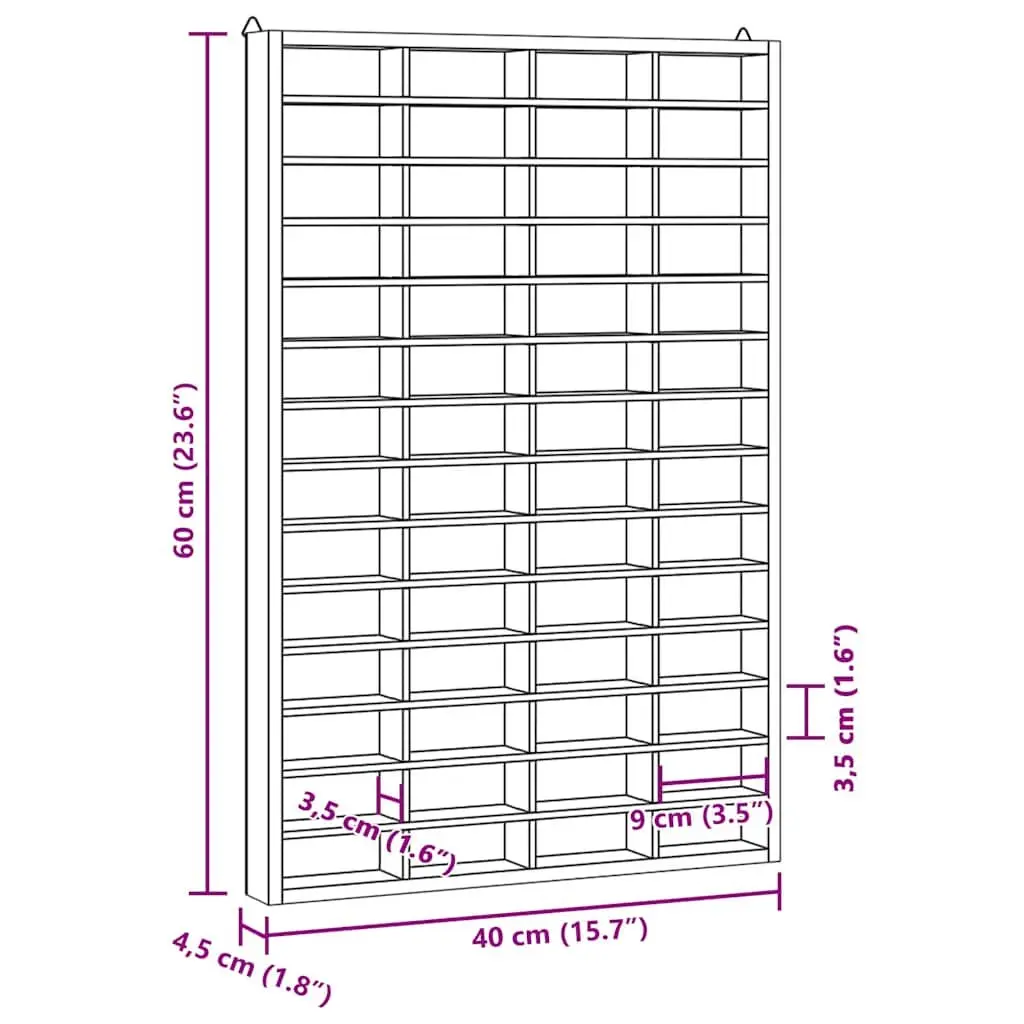 Wooden Wall Mounted Display Case Brown 56 Compartments Plywood
