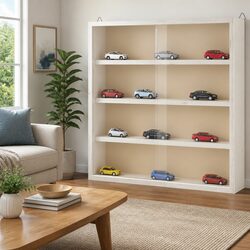 Brown Wooden Wall-Mounted Display Cabinet with 4 Shelves