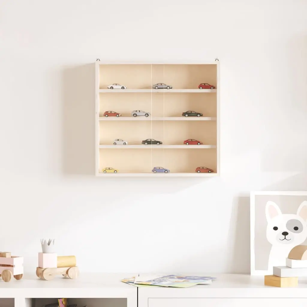 Wooden Wall Mounted Display Cabinet Brown 4 Shelves Plywood