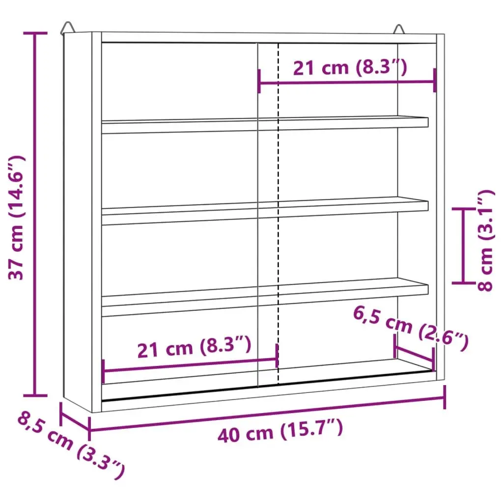 Wooden Wall Mounted Display Cabinet Brown 4 Shelves Plywood