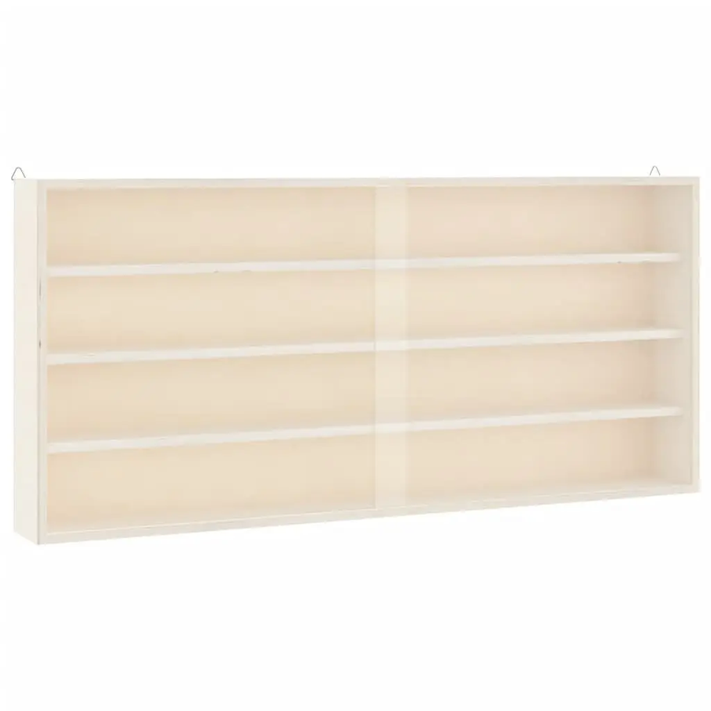 Wall-Mounted Wooden Display Case with 4 Shelves