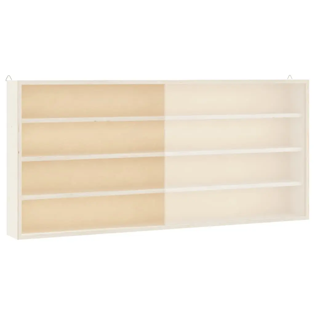 Wall-Mounted Wooden Display Case with 4 Shelves