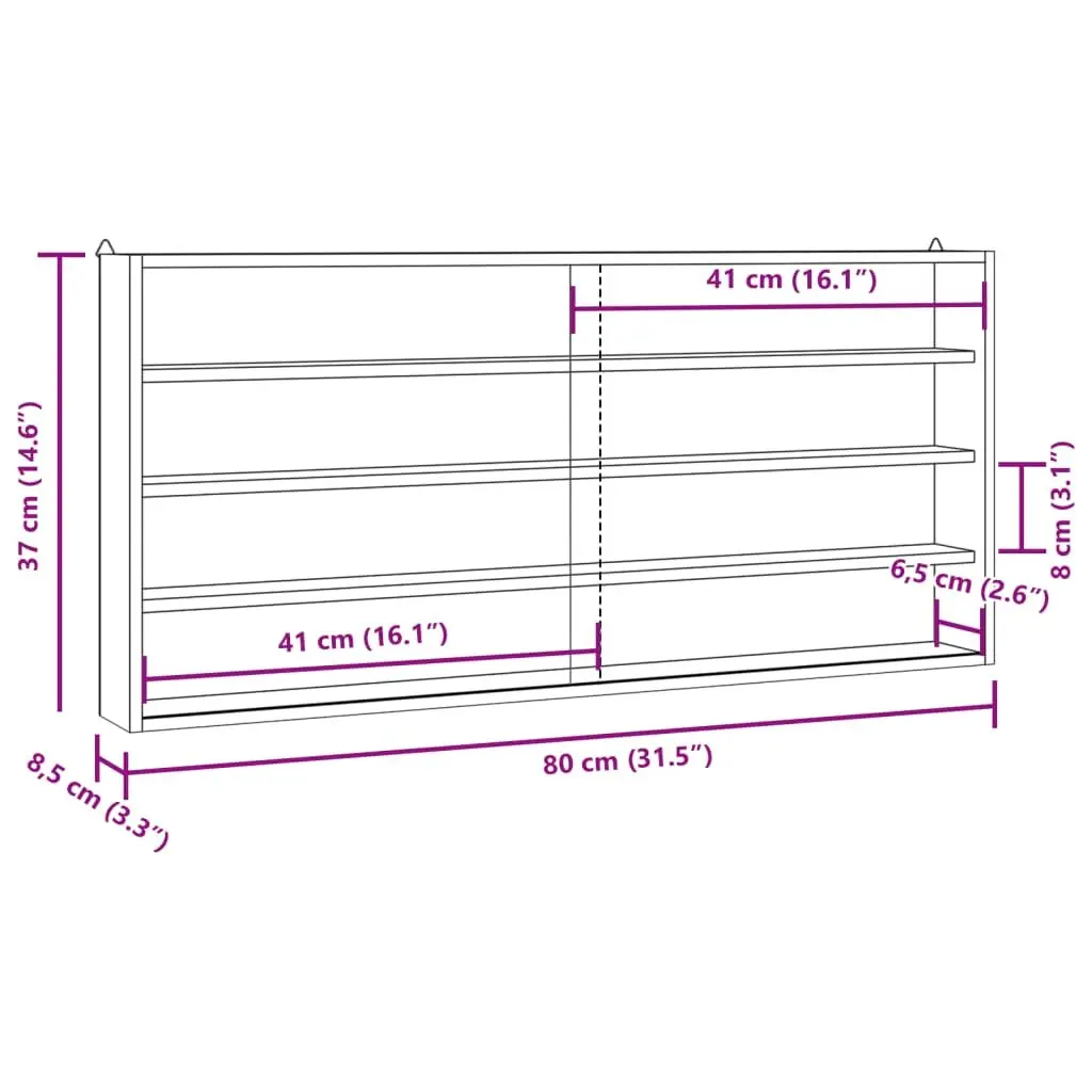 Wall-Mounted Wooden Display Case with 4 Shelves