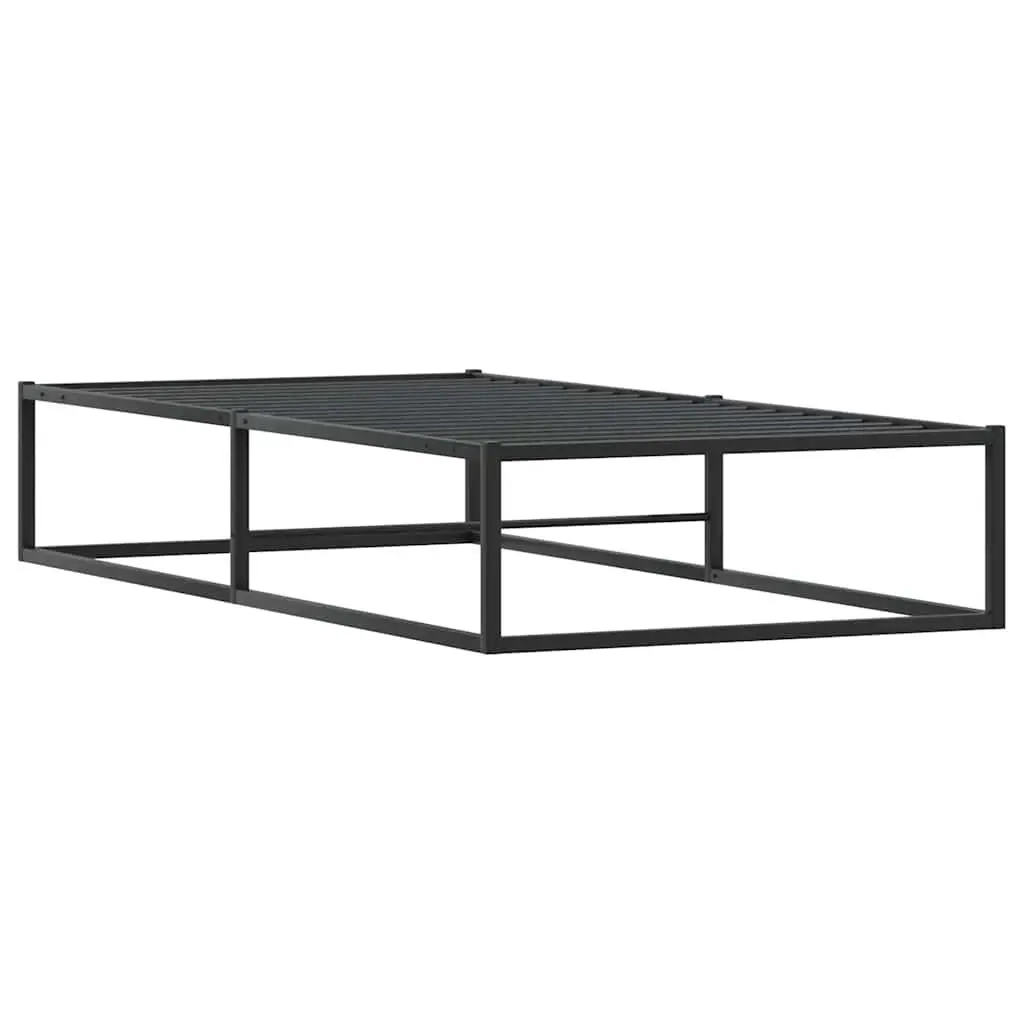 Black Metal Bed Frame with Slatted Base 92x187 cm