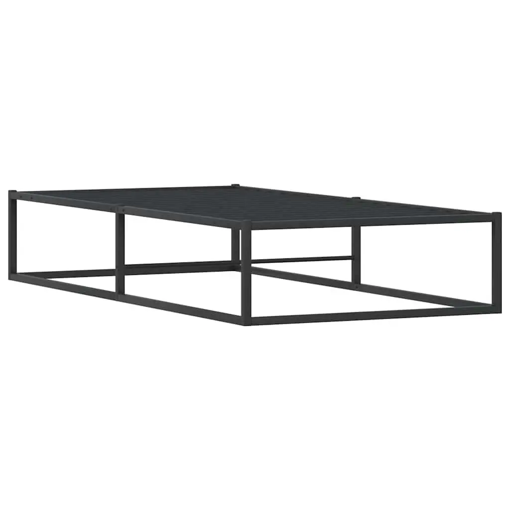 Black Metal Bed Frame with Slatted Base 92x187 cm