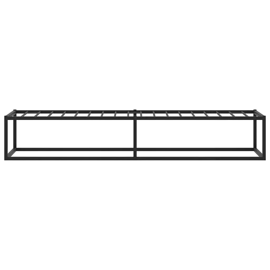 Black Metal Bed Frame with Slatted Base 92x187 cm