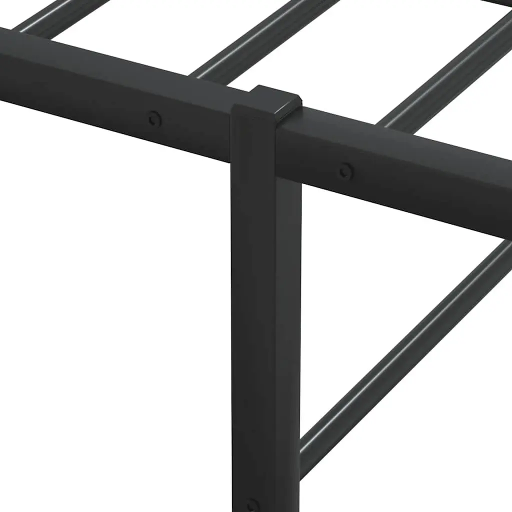Black Metal Bed Frame with Slatted Base 92x187 cm