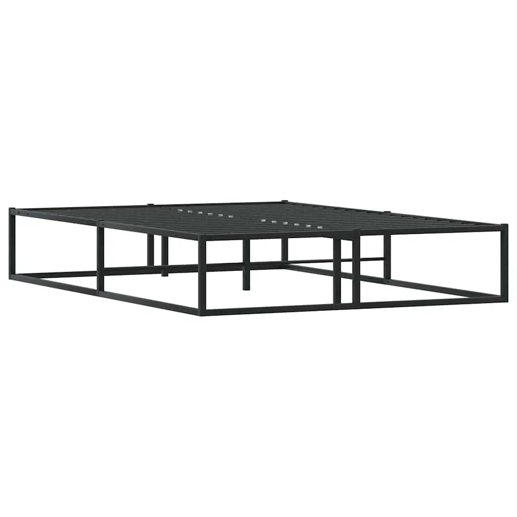 Double Metal Bed Frame Black 137x187 cm Slatted Base