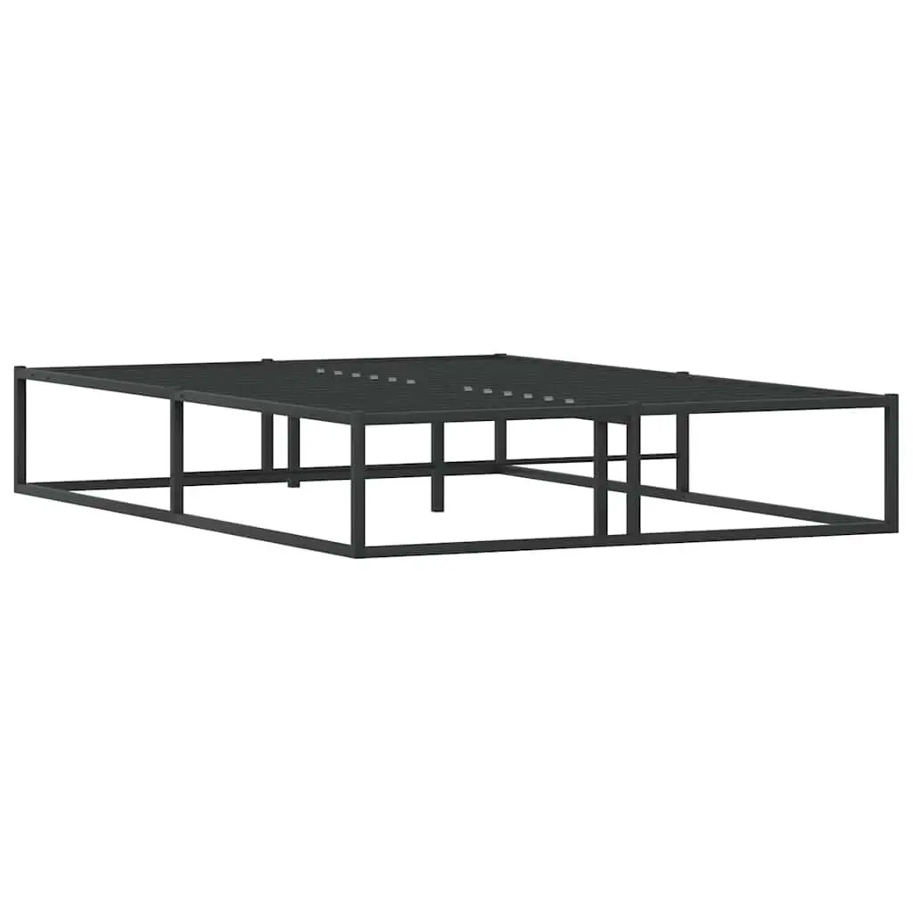 Double Metal Bed Frame Black 137x187 cm Slatted Base