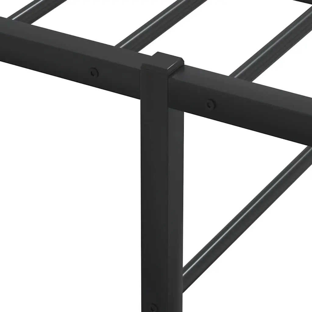 Double Metal Bed Frame Black 137x187 cm Slatted Base