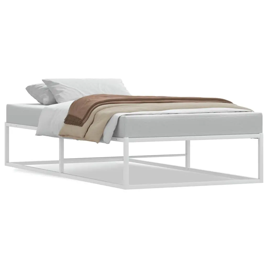 White Metal Bed Frame with Storage Space