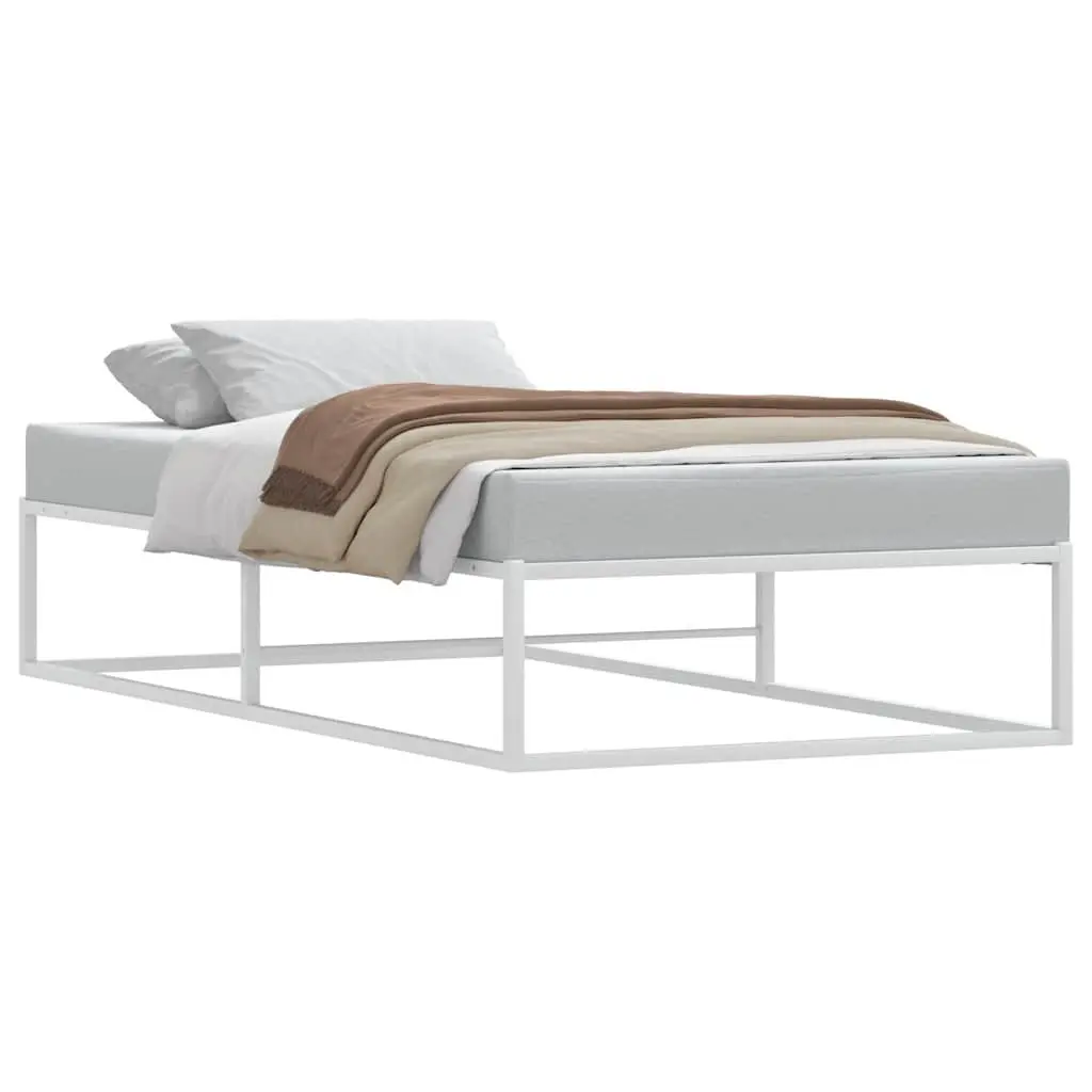 White Metal Bed Frame with Storage Space