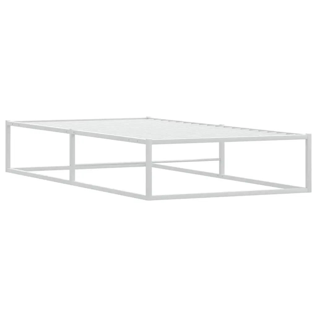 White Metal Bed Frame with Storage Space