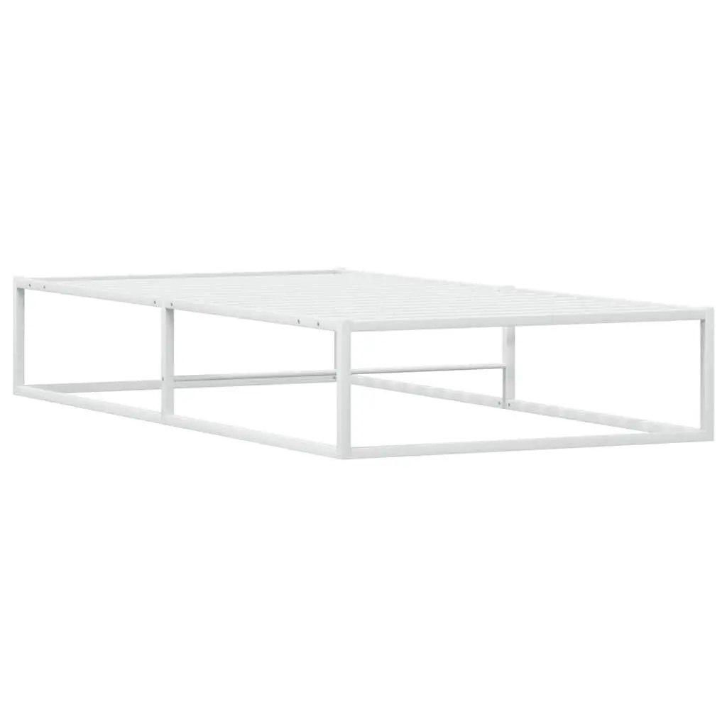 White Metal Bed Frame with Storage Space