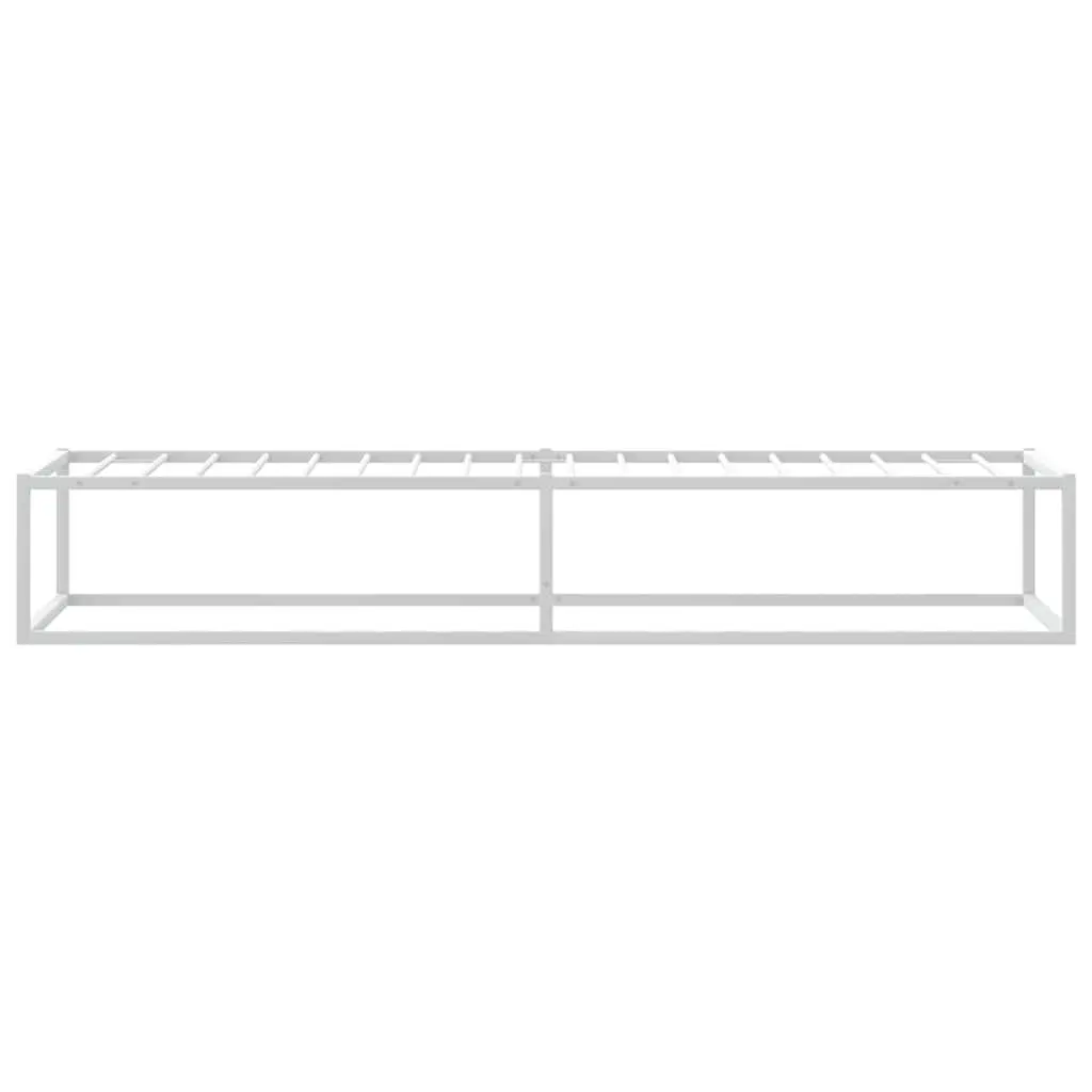 White Metal Bed Frame with Storage Space
