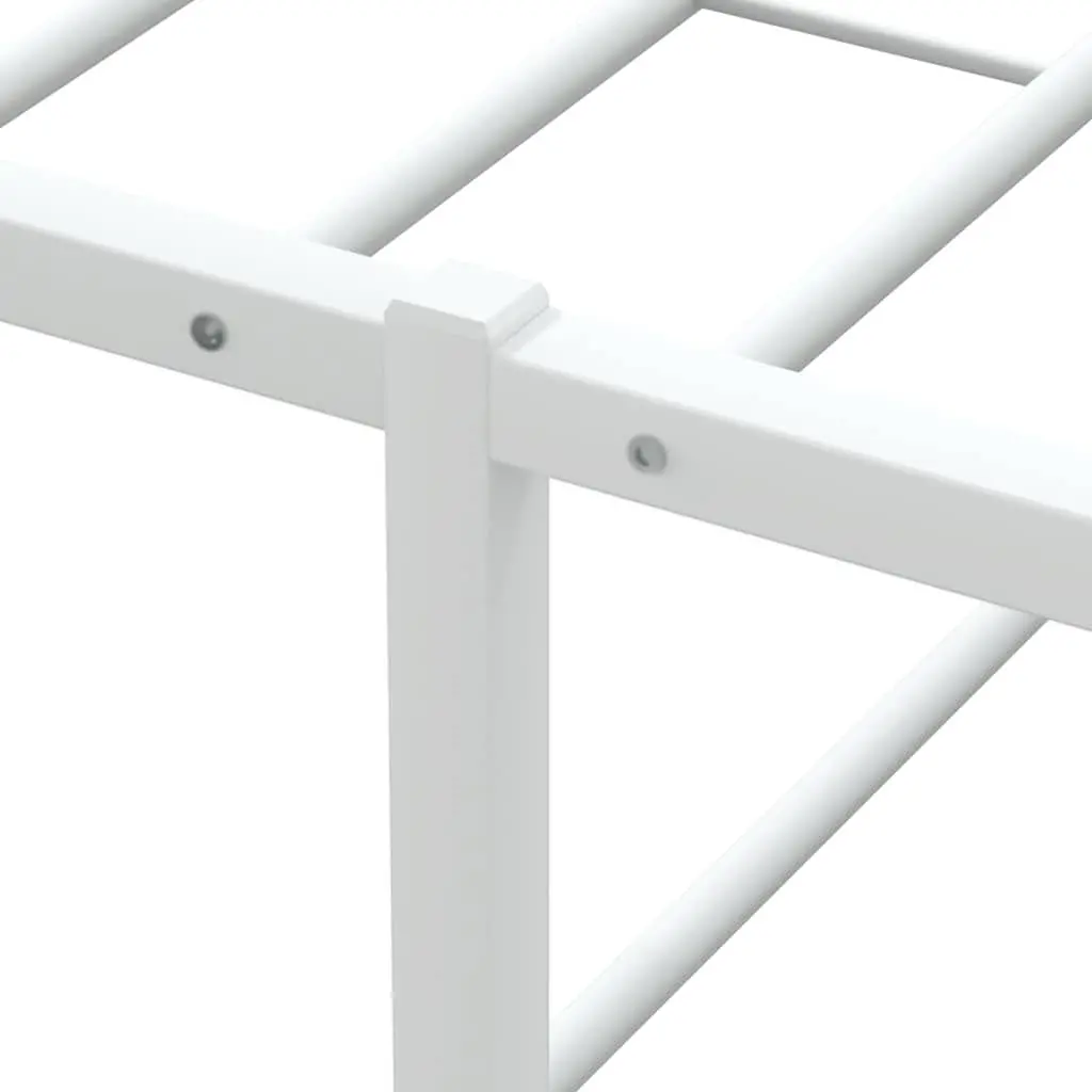 White Metal Bed Frame with Storage Space