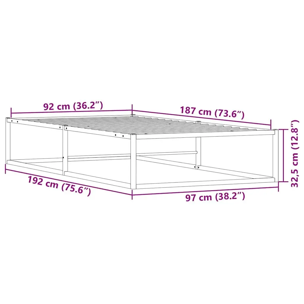 White Metal Bed Frame with Storage Space