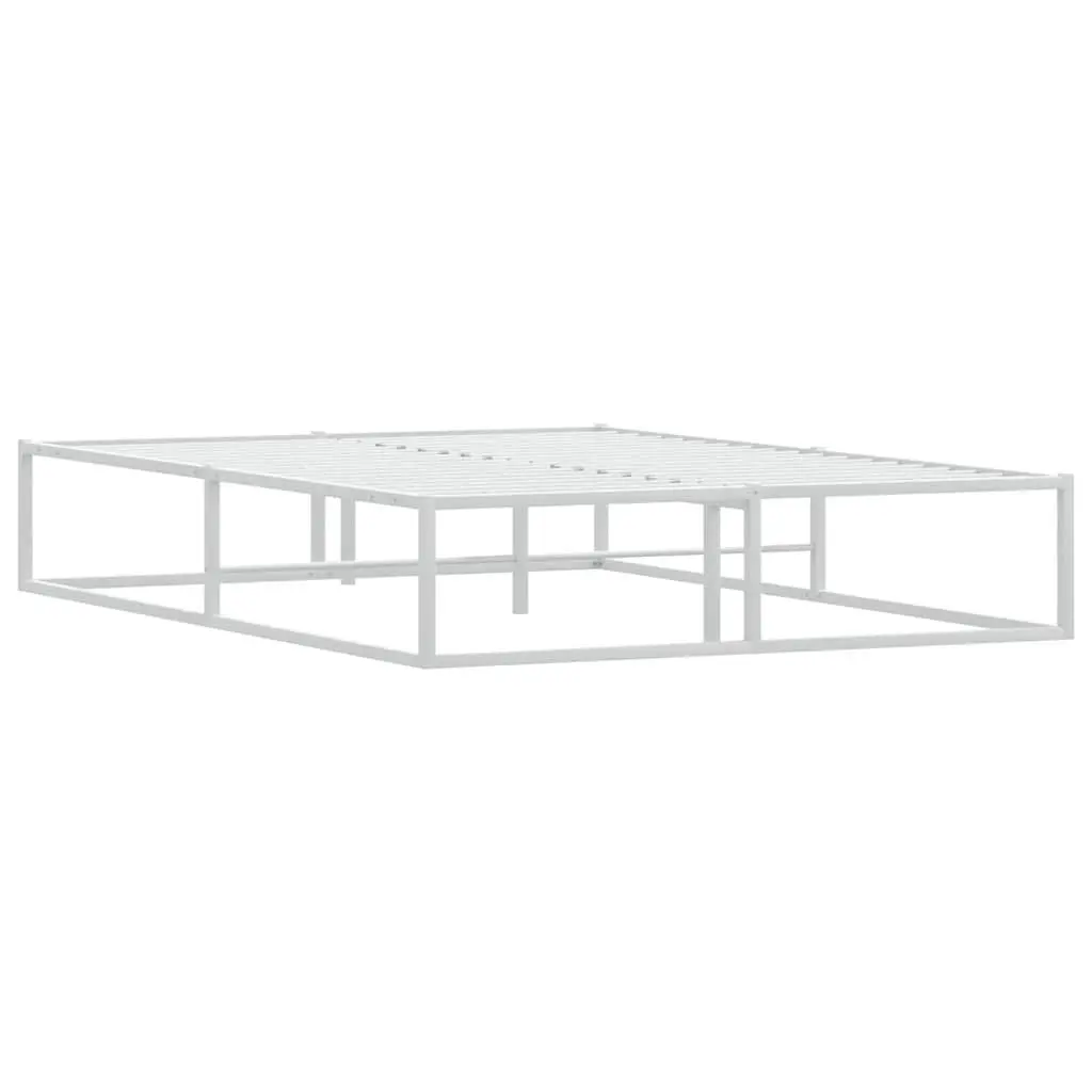 White Metal Bed Frame with Slatted Base 137x187 cm
