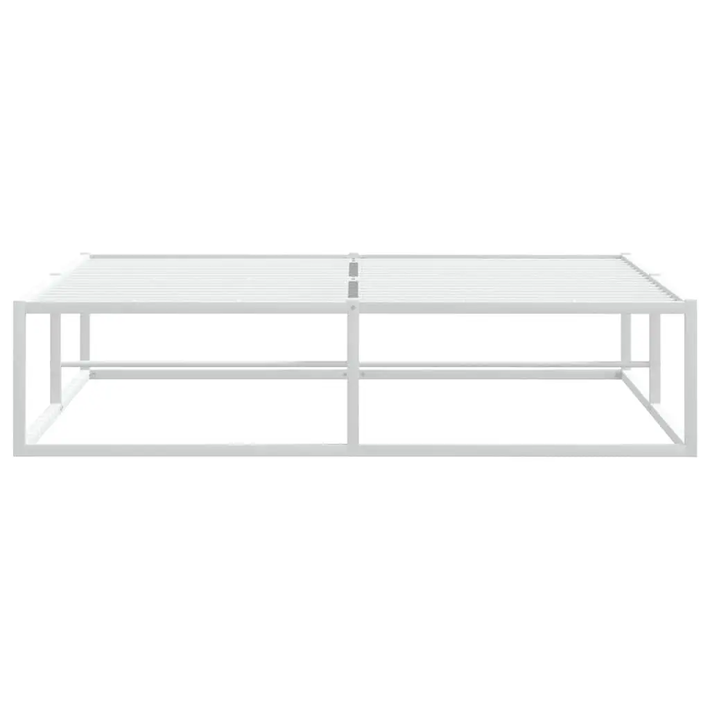 White Metal Bed Frame with Slatted Base 137x187 cm