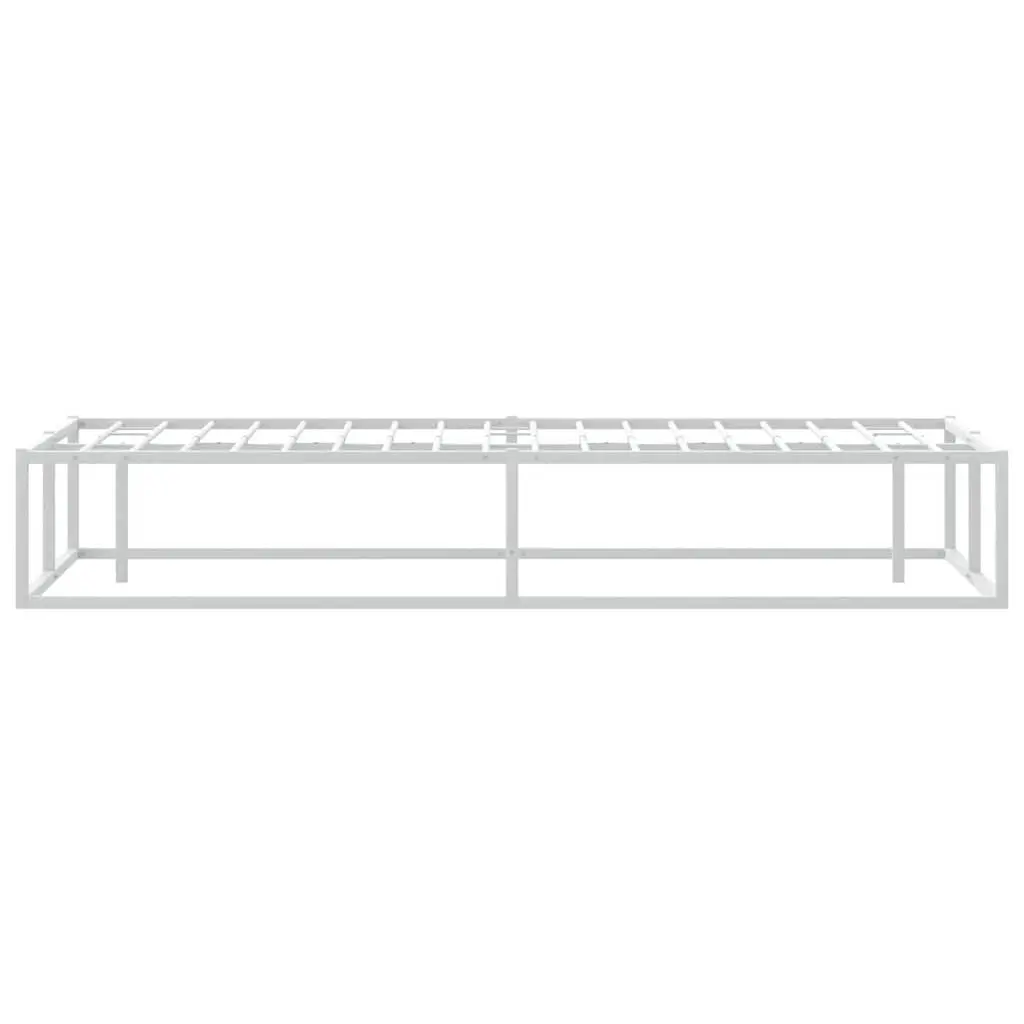 White Metal Bed Frame with Slatted Base 137x187 cm