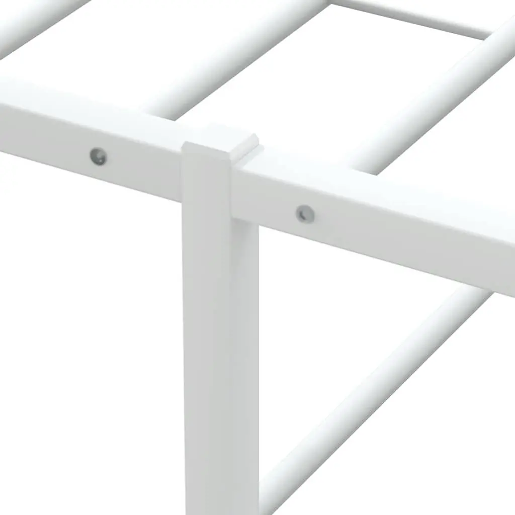 White Metal Bed Frame with Slatted Base 137x187 cm